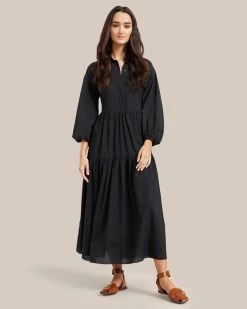 Fashion Apparels Delia Organic Cotton Poplin Tiered Maxi Dress
