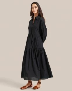 Fashion Apparels Delia Organic Cotton Poplin Tiered Maxi Dress