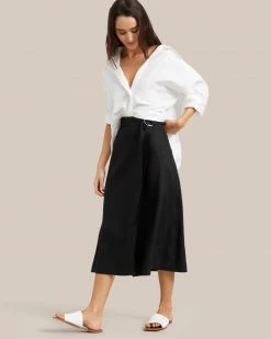 Hua Jia Clothing Devon Belted Wrap Linen Skirt