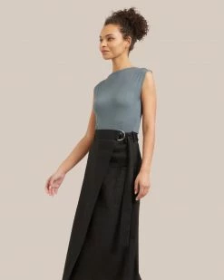 Hua Jia Clothing Devon Belted Wrap Linen Skirt