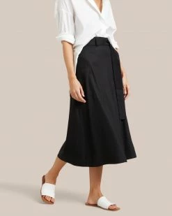 Hua Jia Clothing Devon Belted Wrap Linen Skirt