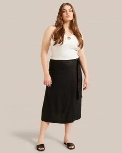 Hua Jia Clothing Devon Belted Wrap Linen Skirt