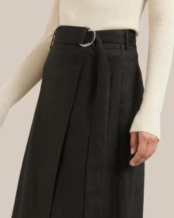 Hua Jia Clothing Devon Belted Wrap Linen Skirt