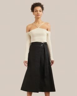 Hua Jia Clothing Devon Belted Wrap Linen Skirt