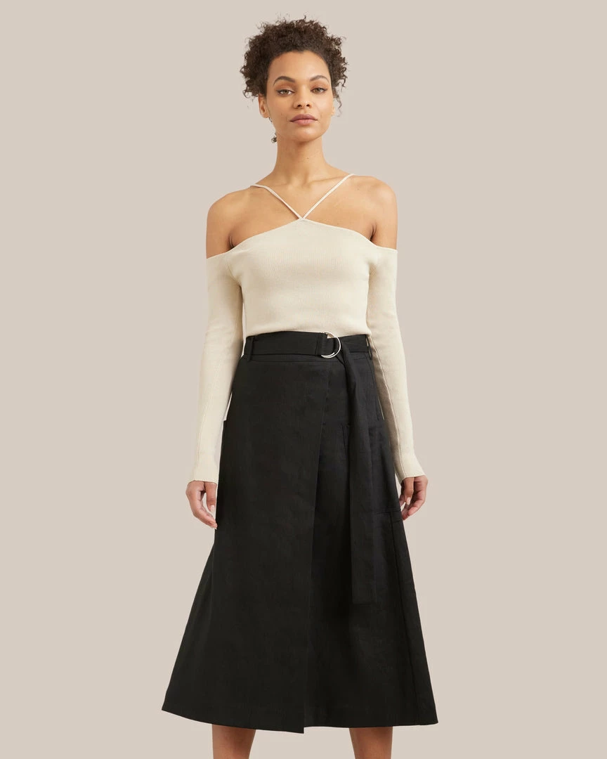 Hua Jia Clothing Devon Belted Wrap Linen Skirt