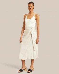 Hua Jia Clothing Devon Belted Wrap Linen Skirt