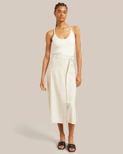 Hua Jia Clothing Devon Belted Wrap Linen Skirt