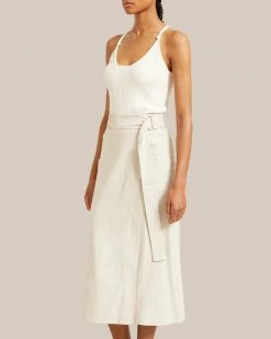 Hua Jia Clothing Devon Belted Wrap Linen Skirt