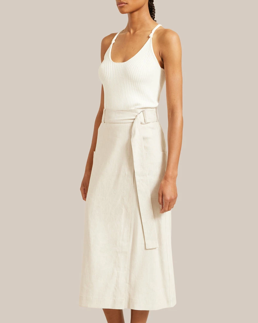 Hua Jia Clothing Devon Belted Wrap Linen Skirt