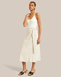 Hua Jia Clothing Devon Belted Wrap Linen Skirt