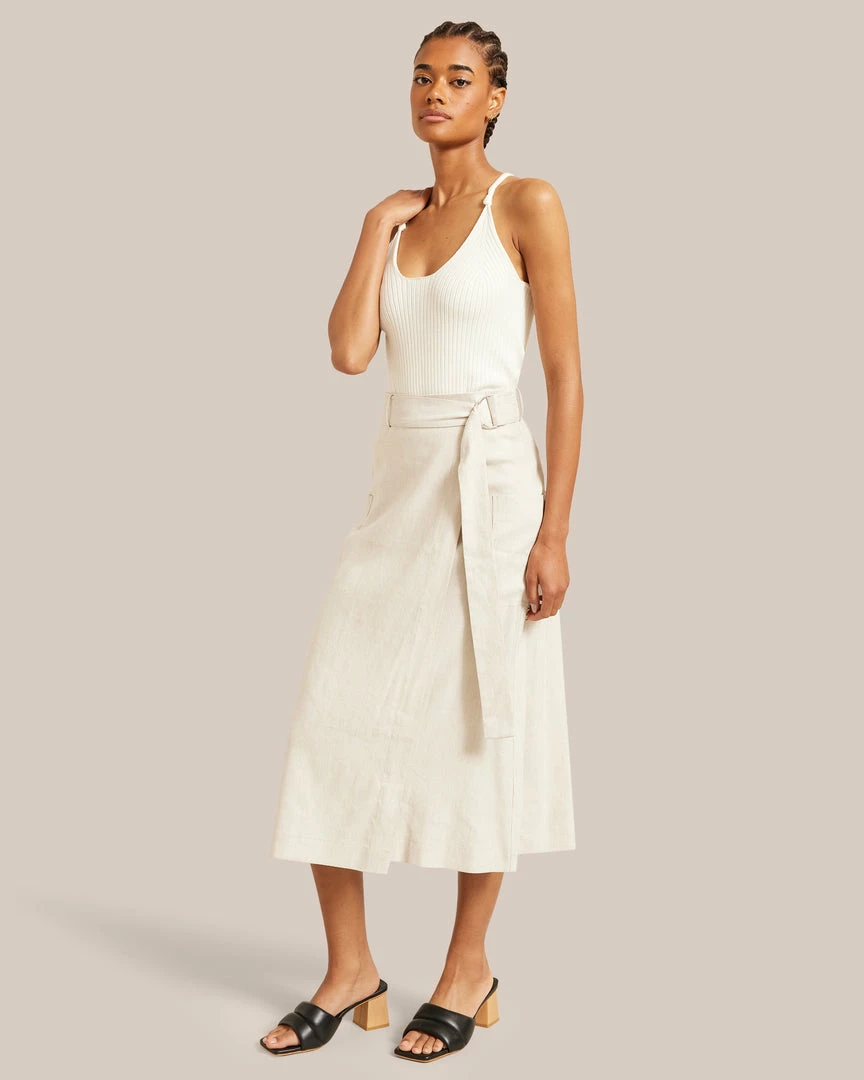 Hua Jia Clothing Devon Belted Wrap Linen Skirt