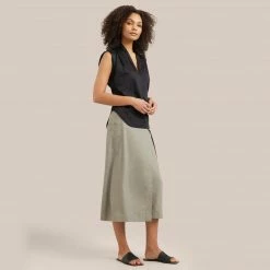 Hua Jia Clothing Devon Belted Wrap Linen Skirt