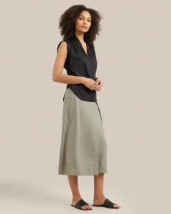 Hua Jia Clothing Devon Belted Wrap Linen Skirt