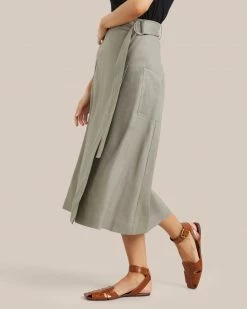 Hua Jia Clothing Devon Belted Wrap Linen Skirt
