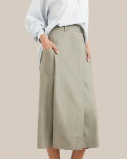 Hua Jia Clothing Devon Belted Wrap Linen Skirt
