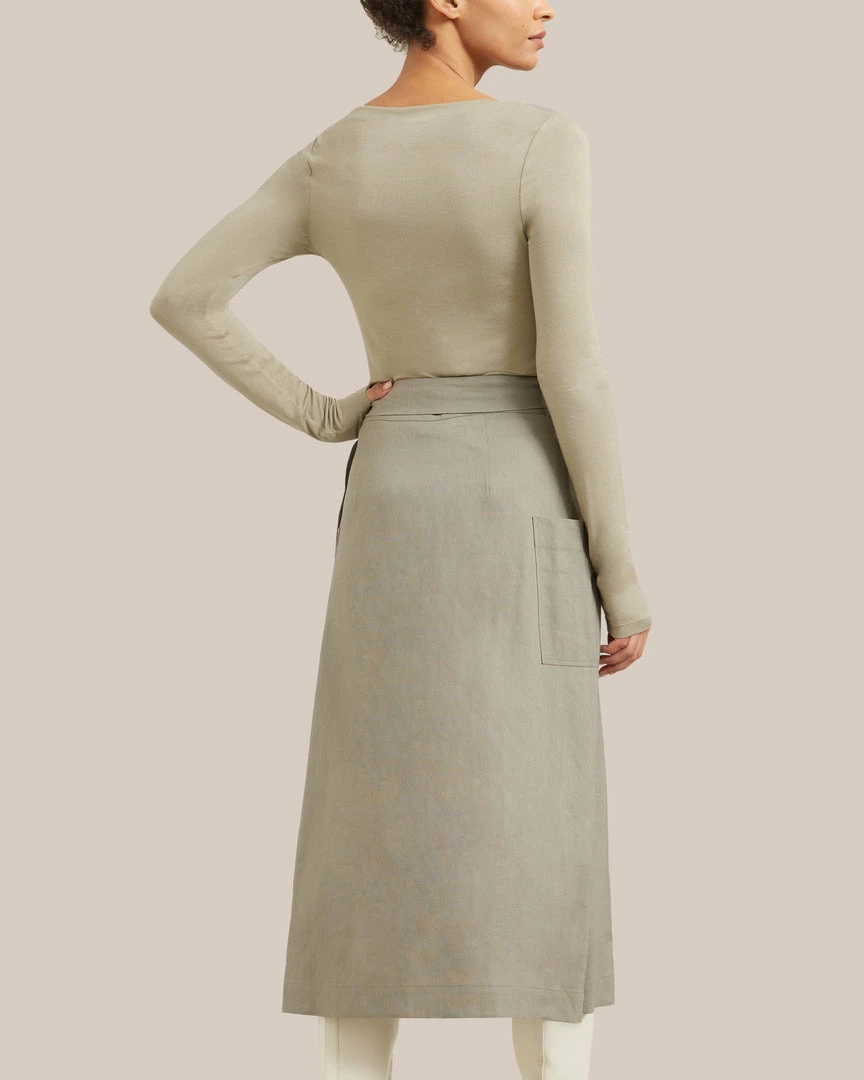 Hua Jia Clothing Devon Belted Wrap Linen Skirt
