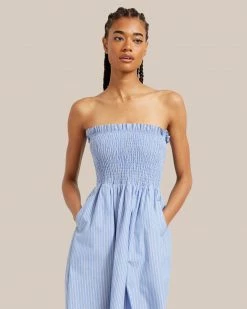 Fashion Apparels Domi Smocked Strapless Maxi Dress Vacation