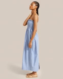 Fashion Apparels Domi Smocked Strapless Maxi Dress Vacation