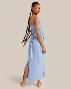 Fashion Apparels Domi Smocked Strapless Maxi Dress Vacation