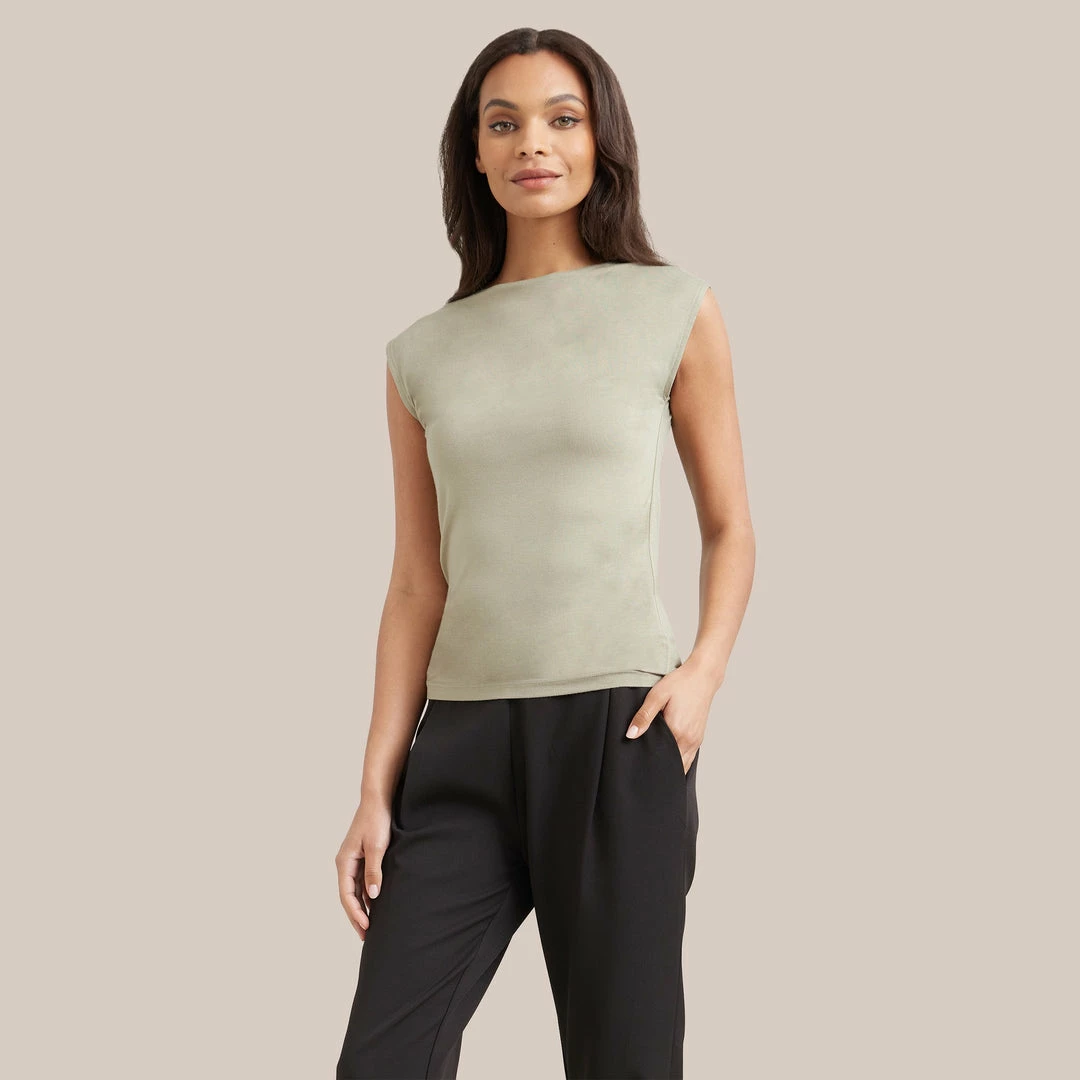 UBASE INTERNATIONAL, INC. Lounge Esme Sleeveless Slit-Neck Tank