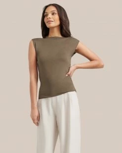 UBASE INTERNATIONAL, INC. Esme Sleeveless Slit-Neck Tank Lounge