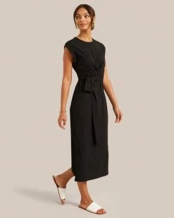 UBASE INTERNATIONAL, INC. Clothing Fei Organic Cotton Tie-Front Midi Dress