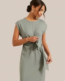 UBASE INTERNATIONAL, INC. Fei Organic Cotton Tie-Front Midi Dress Work