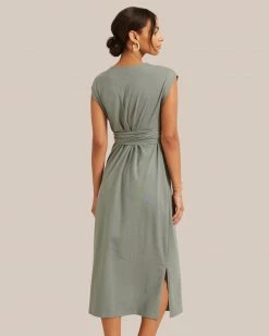 UBASE INTERNATIONAL, INC. Fei Organic Cotton Tie-Front Midi Dress Work