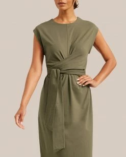 UBASE INTERNATIONAL, INC. Fei Organic Cotton Tie-Front Midi Dress Work