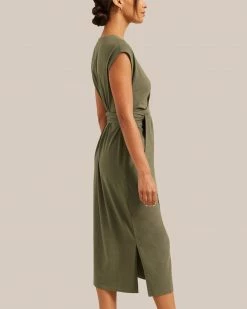 UBASE INTERNATIONAL, INC. Fei Organic Cotton Tie-Front Midi Dress Work