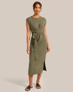 UBASE INTERNATIONAL, INC. Fei Organic Cotton Tie-Front Midi Dress Work