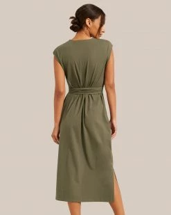 UBASE INTERNATIONAL, INC. Fei Organic Cotton Tie-Front Midi Dress Work