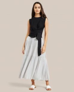 Hua Jia Celebrate Galena Tiered Ruched Midi Skirt