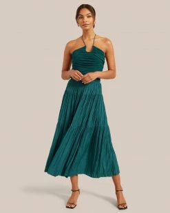 Hua Jia Galena Tiered Ruched Midi Skirt