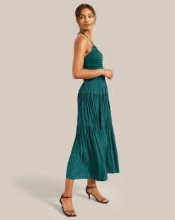Hua Jia Galena Tiered Ruched Midi Skirt