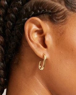 SOKO Accessories Gold Oval Hoop Earrings