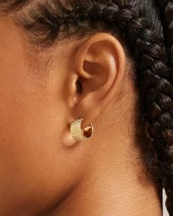 SOKO Gold Ridged Hoop Earrings