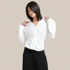 Fashion Apparels Hanya Twist-Front Collared Shirt