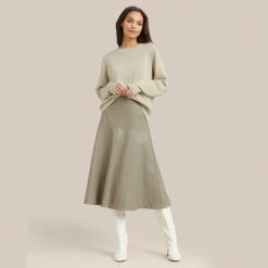 Hua Jia Clothing Harley A-Line Vegan Leather Skirt