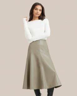 Hua Jia Clothing Harley A-Line Vegan Leather Skirt