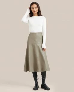 Hua Jia Clothing Harley A-Line Vegan Leather Skirt