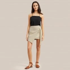 Crescent Clothing Iram Asymmetrical Cotton Wrap Skirt