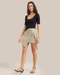 Crescent Clothing Iram Asymmetrical Cotton Wrap Skirt