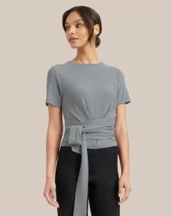 Sky Ocean Development Limited Jude Cropped Wrap Blouse Clothing