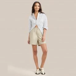 Fashion Apparels Work Kendall Oversized Striped Split-Back Shirt