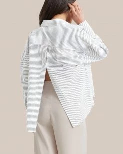 Fashion Apparels Work Kendall Oversized Striped Split-Back Shirt