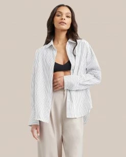 Fashion Apparels Work Kendall Oversized Striped Split-Back Shirt