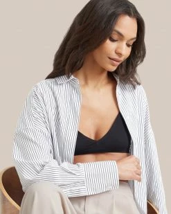 Fashion Apparels Work Kendall Oversized Striped Split-Back Shirt