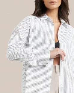 Fashion Apparels Work Kendall Oversized Striped Split-Back Shirt