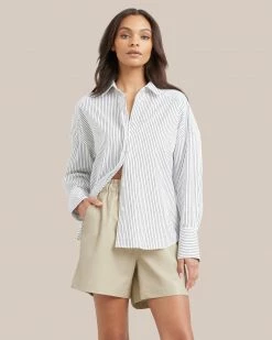 Fashion Apparels Work Kendall Oversized Striped Split-Back Shirt